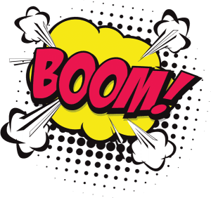 Unleash the power of Event Heroes, where every gathering transforms into an epic adventure! With a kaleidoscope of comic-style BOOM! text, adorned in a vibrant yellow cloud and explosive white bursts against an electrifying black dotted backdrop, your venue ignites into action. Experience the lightning-fast metamorphosis as dynamic event lighting elevates any space to hero-level grandeur in the blink of an eye!. :The Event Heroes at Black Tie Productions