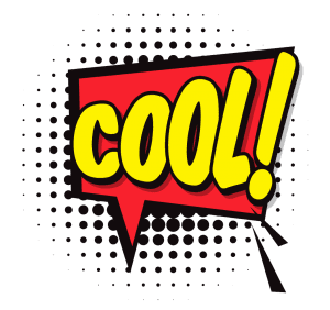 COOL! *Crafted by Black Tie Productions* In a dynamic display of vibrant visuals, the scene bursts to life with a bold red speech bubble punctuated by striking yellow letters, standing out against the shadowy allure of a black halftone backdrop. Its an iconic shout from the world of heroes, echoing through the panels like a call to adventure! 🌟✨. :The Event Heroes at Black Tie Productions