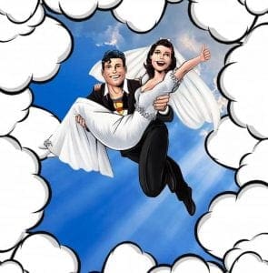 With the power of flight and a heart devoted to justice, Superman soars through the azure heavens, cradling a bride in her pristine wedding gown. Together they glide effortlessly amidst the clouds, their backdrop an endless expanse of blue. Down below, Black Tie Productions orchestrates a symphony of lights with unparalleled precision, transforming this celestial journey into an unforgettable spectacle fit for legends. :The Event Heroes at Black Tie Productions