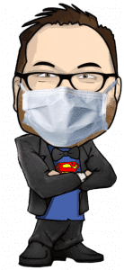 In the heart of the animated cityscape, a fearless figure emerges—a bespectacled champion, donning a medical mask as a symbol of protection. Clad in the sharp attire of justice—a suit thrown over the iconic emblem of hope—the Superman T-shirt blazes through. With arms defiantly crossed, this superhero stands ready to elevate any gathering hosted by Black Tie Productions to legendary status. Their presence alone amplifies every event, transforming it into an unforgettable spectacle under expert-crafted beams of light that dance like radiant beacons across the atmosphere!. :The Event Heroes at Black Tie Productions