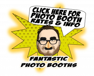 Behold the dazzling illustration of our quick-witted hero, Clark Chuckle! Sporting his signature glasses and a disguise only a true comedic genius could muster, he beckons you to uncover the mystery of the photo booth rates and secrets with a daring Click here! Lightning letters proclaim Fantastic Photo Booths across a vibrant yellow starburst. This thrilling spectacle is designed for those bold adventurers seeking legendary photo booth rentals or instant price quotes from none other than Event Heroes—a league dedicated to making your events epic!. :The Event Heroes at Black Tie Productions