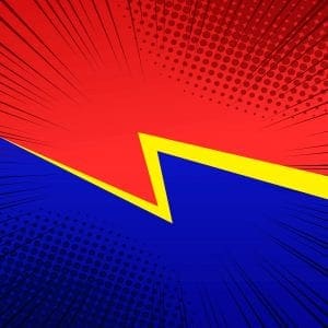 Unleash the power of creativity with a striking superhero flair! Imagine a bold, graphic masterpiece where red and blue collide, divided by an electrifying yellow zigzag. This pop art spectacle erupts with halftone dots and kinetic lines, tailor-made for Event Heroes on a quest to amplify their gatherings. Elevate your next events visuals or create unforgettable memories with unique photo booth rental magic that packs a punch!. :The Event Heroes at Black Tie Productions