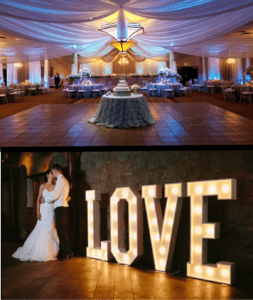 In the grand city of Michigan, Event Heroes swoop in to transform your wedding reception into an epic tale of love and unity! With ceilings draped like the majestic cape of a superhero, and a central cake table that stands as a beacon of celebration, this arena is ready for greatness. The glow of an enormous LOVE sign casts its light over the couple as they embrace, their hearts beating in perfect harmony. Meanwhile, our elite team—Michigans very own wedding DJ superheroes—crafts a soundtrack so perfect that every moment feels like it could only exist in legend. Prepare for an unforgettable day where dreams come alive with heroic flair!. :The Event Heroes at Black Tie Productions