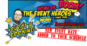In a world where events need heroes, one force stands above the rest! Behold this vibrant comic-style graphic, emblazoned with epic phrases like Home of the Event Heroes Since 1983, and You Got a Booking! Feel the thrill as you discover New Event Date Added to Your Schedule — all courtesy of Black Tie Productions. With their superpower of seamless planning, they unleash instant price quotes that save your day. And thats not all; embark on daring adventures with exciting options like photo booth rentals! Join forces with Black Tie Productions and watch your event dreams soar to new heights!. :The Event Heroes at Black Tie Productions