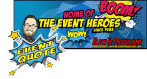 Enter the realm of Black Tie Productions, the legendary Home of the Event Heroes, where your Michigan wedding DJ dreams are forged with superpowers beyond imagination. Our comic-style chronicles dazzle with electrifying cartoon graphics, bursting from every page. In need of an event quote? Fear not! Our team stands ready to craft epic memories that will be forever etched in time. From heroic photo booth rentals to a full array of extraordinary services, your event’s destiny is safe in our hands!. :The Event Heroes at Black Tie Productions
