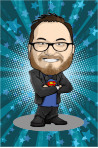 Amidst a dazzling explosion of blue starbursts and shimmering celestial wonders, emerges a hero like no other. Behold the iconic figure: glasses perched with precision upon his nose, his beard as mighty as his resolve. Draped in a suit that speaks of authority and power, he reveals beneath its open lapels the legendary emblem—a Superman t-shirt—symbolizing unparalleled strength and determination. This charismatic crusader personifies Event Heroes, ever poised to swoop in with style and expertise, prepared to rescue any occasion from the jaws of disaster with magnificent finesse!. :The Event Heroes at Black Tie Productions