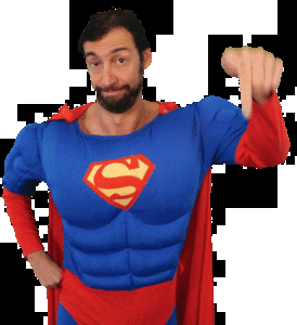 Clad in the vibrant colors of valor, our hero stands tall, donned in a red and blue suit that clings to their form with the promise of unwavering justice. With a slight but confident smile, they point downward—a signal not just to guide, but to transform any Michigan wedding into an event that sparkles with extraordinary brilliance. Whether its crafting the perfect DJ setup or orchestrating dazzling event lighting arrangements, this superhero is poised and ready, prepared to light up your special day with unmatched flair!. :The Event Heroes at Black Tie Productions