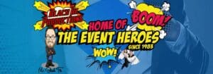 Splash into Action with Black Tie Productions! Unleash the POW of your event with our comic-style spectacle, starring our very own cartoon crusader! Ready to ROCK your world? With explosive slogans like BOOM! and WOW!, we’re here to supercharge your celebrations as Michigans finest wedding DJ service. Proudly dubbed the Home of the Event Heroes since 1983, were equipped to turn every ordinary occasion into an extraordinary adventure. Suit up and join us for a vibrant experience where music meets might! Prepare for an epic audiovisual saga that will leave you awe-struck!. :The Event Heroes at Black Tie Productions