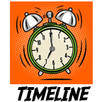 Behold, the mighty illustration of a classic alarm clock with valiant bells, standing proud against a vibrant orange backdrop. Below it, in bold lettering, the word TIMELINE stands like a beacon of destiny. A creation crafted by none other than Black Tie Productions – the ultimate heroes in event mastery! Whether orchestrating grand Michigan weddings or deploying their legendary photo booth for capturing memories with flair, they are ready to save your special day and make it unforgettable!. :The Event Heroes at Black Tie Productions