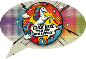 [A colorful unicorn bursts onto the scene, framed by dazzling patterns and explosive graphics. In its speech bubble, it declares:] 💥🦄 FOR A SUPERCHARGED WEDDING DJ EXPERIENCE, CLICK HERE! GET YOUR HERO-READY PRICE QUOTE NOW! 💥 ✨ Unleash the power of Event Heroes and watch your Michigan wedding soar to epic new heights! Ensure your special day is nothing short of legendary with our tailor-made services! 🌟. :The Event Heroes at Black Tie Productions