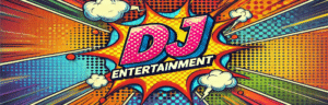 DJ ENTERTAINMENT *In a Lively, Colorful Comic-Style Graphic* BOOM! POW! Watch as the Event Heroes leap onto the scene, their arrival marked by bursts of vibrant colors and dynamic dots that dance across the page. They are the maestros of merriment, seamlessly integrating into your celebration with dazzling prowess. Behold! As they unleash their spectacular arsenal—radiant event lighting ignites the atmosphere, uplifting your party to extraordinary heights. The ordinary becomes extraordinary under their watchful gaze. With DJ Entertainment leading the charge, every beat pulses with energy and excitement. Your celebration transitions from mere festivity to an epic saga told in lights and sound—a true masterpiece worthy of legend! *Illustrated clouds swirl overhead, encapsulating this electrifying moment of transformation.*. :The Event Heroes at Black Tie Productions
