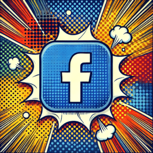 In the heart of the digital universe, behold a dynamic comic-style illustration! At its core: the iconic blue Facebook emblem, emblazoned with a bold white f, radiates an aura of connectivity and power. Surrounding it is a dramatic explosion of colors and energy, capture in vivid motion through vibrant patterns and electrifying speech bubbles that seem to shatter the boundaries of art itself. This kaleidoscope of excitement embodies the very essence Black Tie Productions brings forth—amplifying every event with their legendary photo booth rentals and unleashing dazzling event lighting that transforms any gathering into a supercharged spectacle!. :The Event Heroes at Black Tie Productions