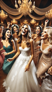 In a grand hall where chandeliers sparkle like the constellations, the dazzling Bride of Radiance twirls in her shimmering white gown, casting an aura of joy and enchantment. Beside her, five Bridesmaid Guardians clad in vibrant hues move with harmonious grace, their dance steps igniting the very air with colorful energy. Overseeing this festive spectacle is the Maestro of Melodies, the Michigan wedding DJ extraordinaire, wielding his decks like a sonic superhero to keep spirits soaring and feet tapping amidst this opulent arena of celebration. :The Event Heroes at Black Tie Productions