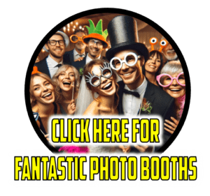 In the heart of a vibrant celebration, a league of extraordinary partygoers assembles, clad in whimsical disguises and heroic spectacles that shimmer with laughter. Captured in a moment of jubilant unity, they stand ready to immortalize their playful ensemble. With a beacon call to action emblazoned across the scene: Unleash the Magic - Discover Your Ultimate Photo Booth Adventure!. :The Event Heroes at Black Tie Productions