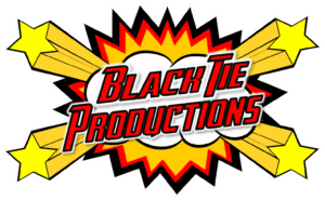 In the heart-pounding world of dynamic design, behold a cosmic explosion of creativity: Black Tie Productions! Bursting forth in a dazzling display of yellow stars and striking red and white energy blasts, this emblem radiates power and sophistication. A symbol of excellence, it commands attention with unparalleled flair!. :The Event Heroes at Black Tie Productions