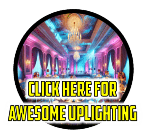 In the shimmering realm of glitter and glow, behold a vibrant ballroom bursting with brilliance! Majestic chandeliers hang like guardian stars above, while heroic beams of pink, blue, and purple uplighting cast their magical hues across the scene. Dare to ignite your quests with radiant magnificence—click now for awe-inspiring uplighting that transforms any occasion into an epic adventure!. :The Event Heroes at Black Tie Productions