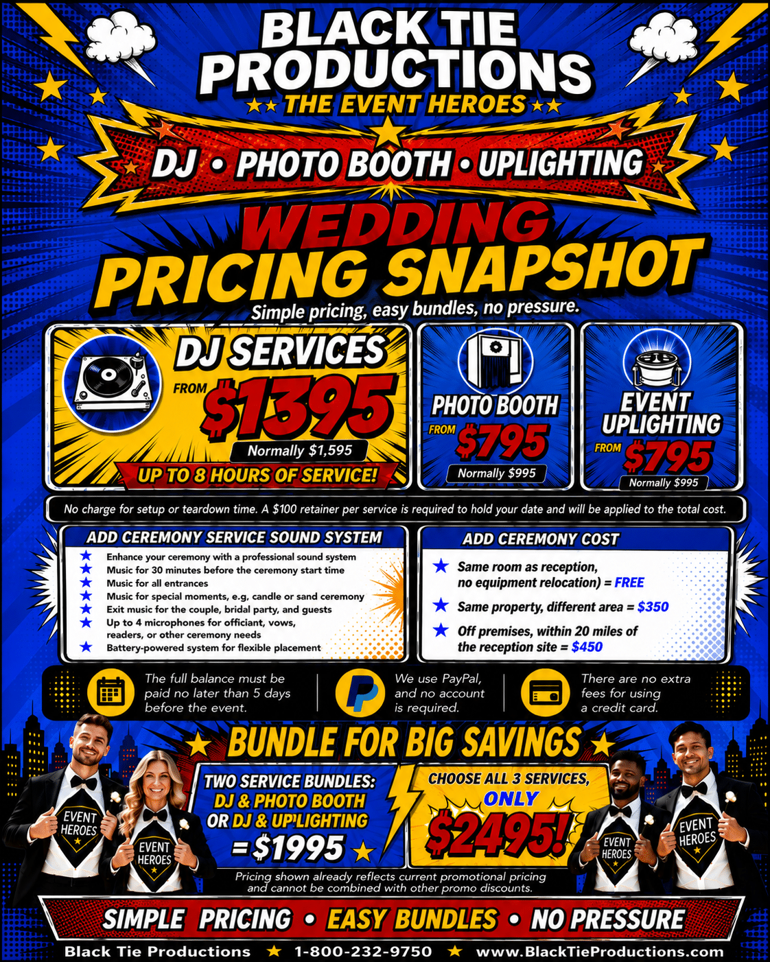 Wedding Prices from Black Tie Productions