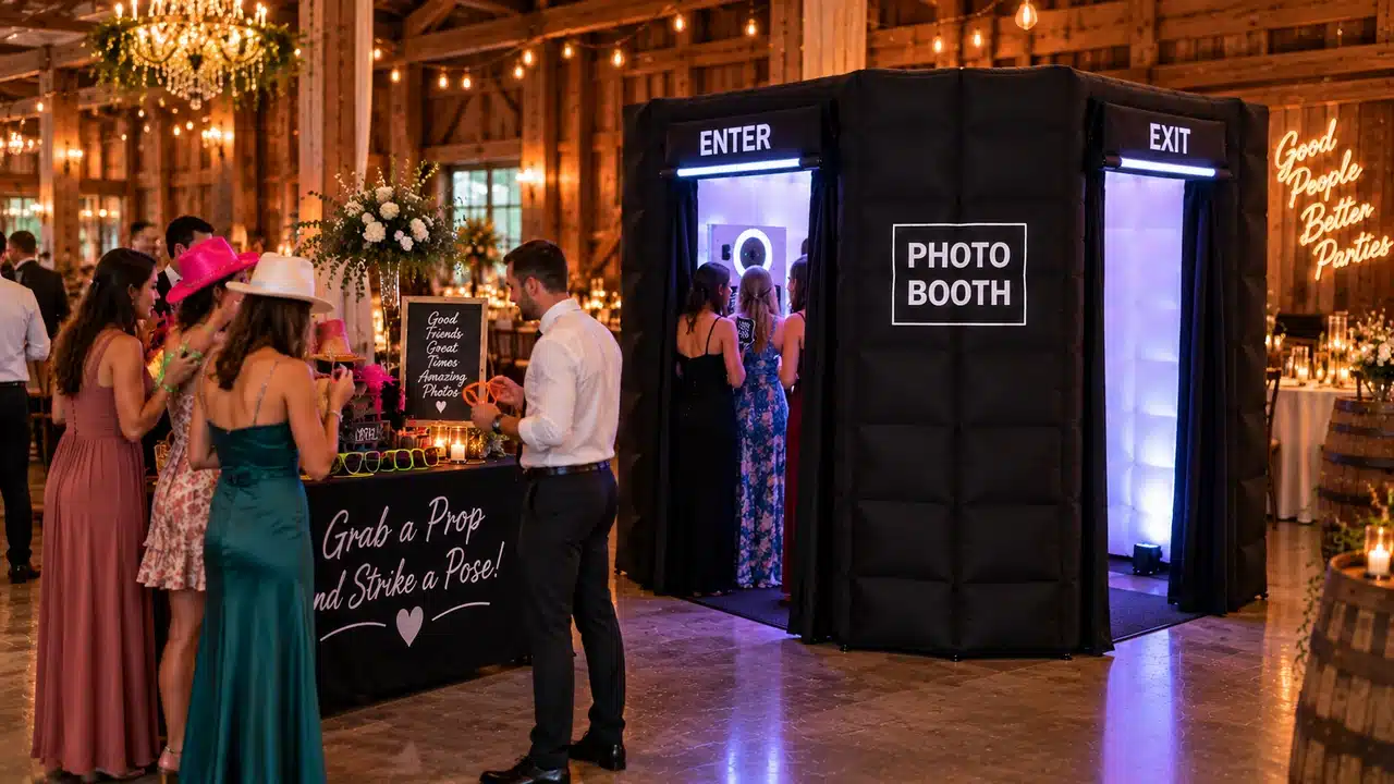 Enclosed Photo Booth in use