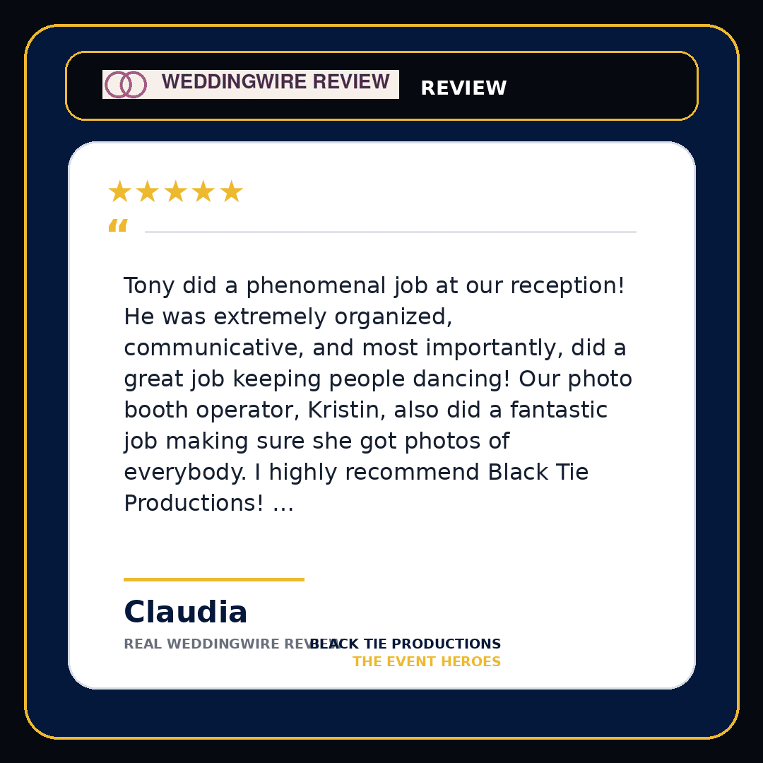 WeddingWire review from Claudia